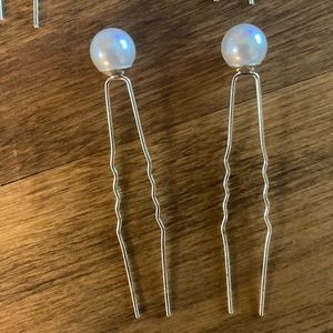 Bridal Hairpins -Silver & Pearls